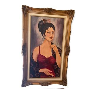 - Alice Aloian Oil painting on board Vintage spanish princess ornate gold …